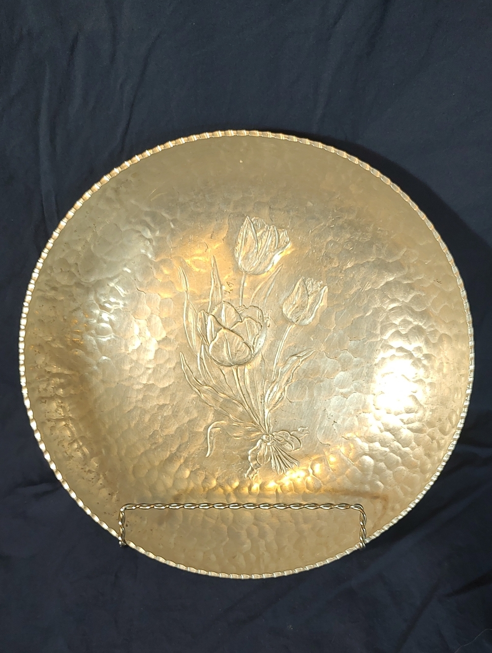 Vintage Rodney Kent Hammered Aluminum Tulip Bowl Mid-Century 10"